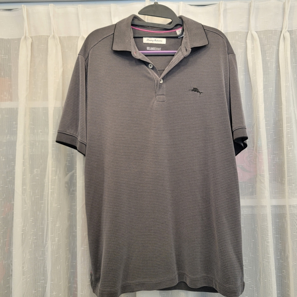 Tommy Bahama Island Zone Men's Gray Polo Shirt Size Medium NWOT
